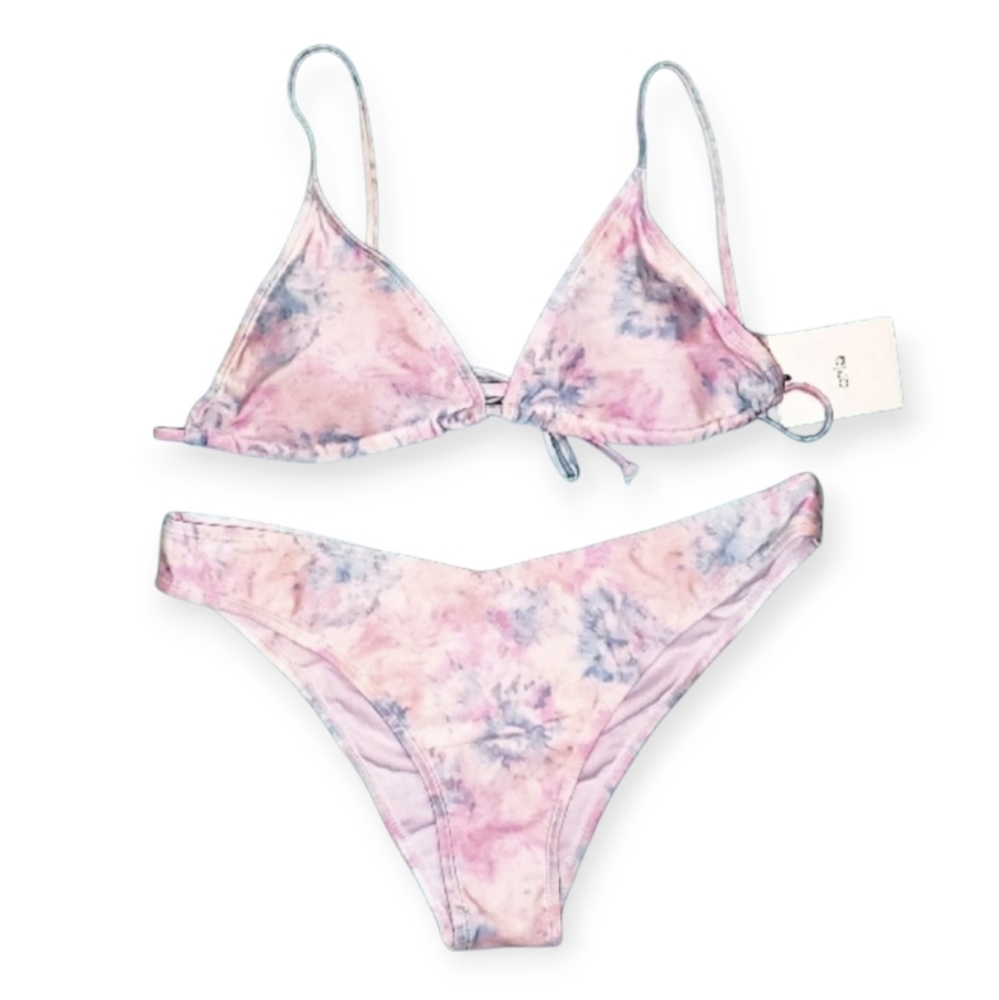 Onia 2 Piece Pink/Blue Tie Dye Bikini Swimsuit Set